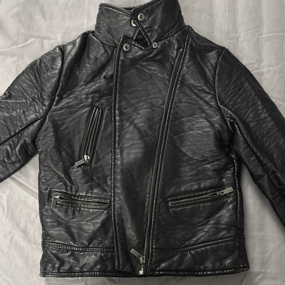 Zara Kids Black Leather Jacket - Picture 4 of 5